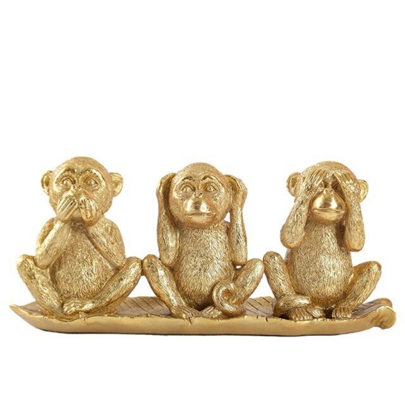 Gorilla Statue <br/> The 3 Wise Monkeys Decor 14 cm