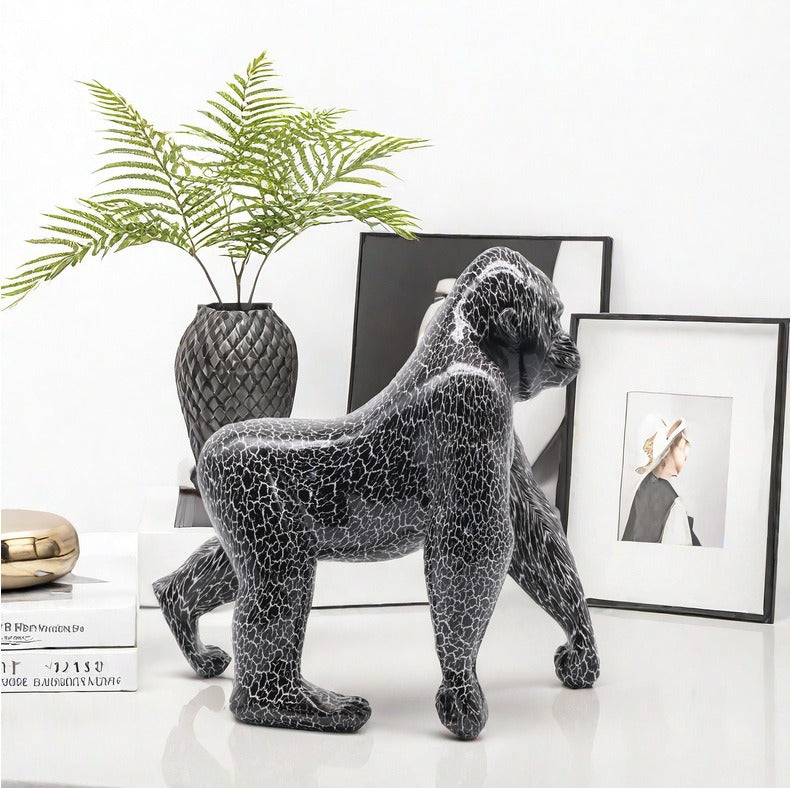 Gorilla Statue, Resin, Monochrome, 26 cm