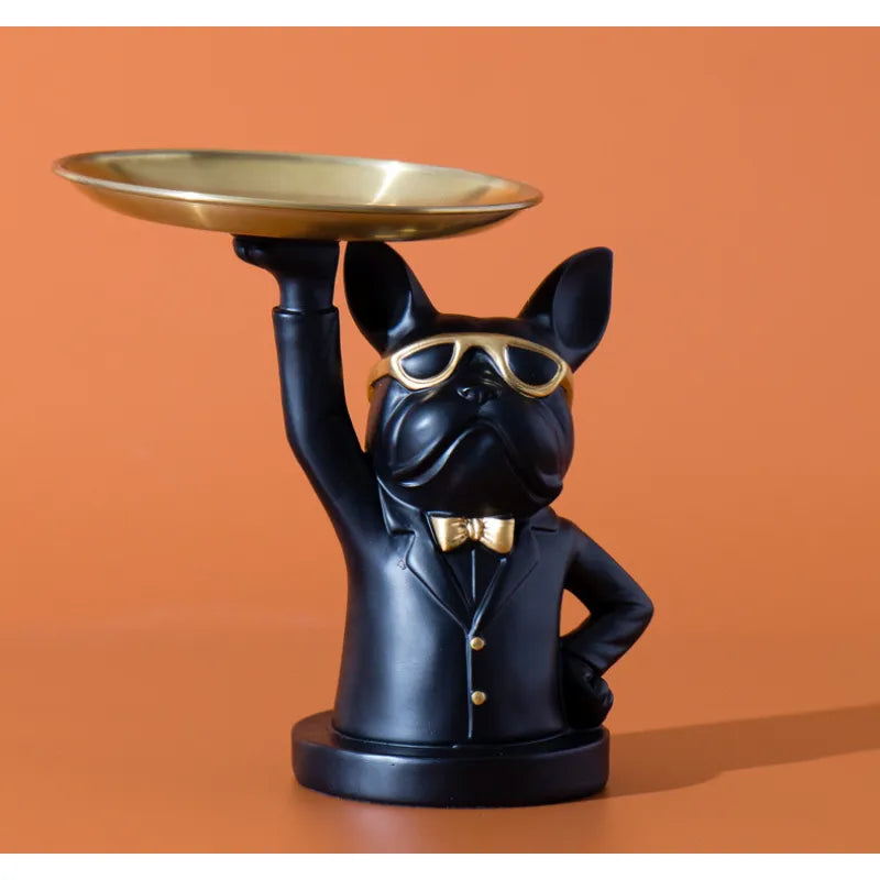 Bulldog Sculpture Table Tray and Piggy Bank