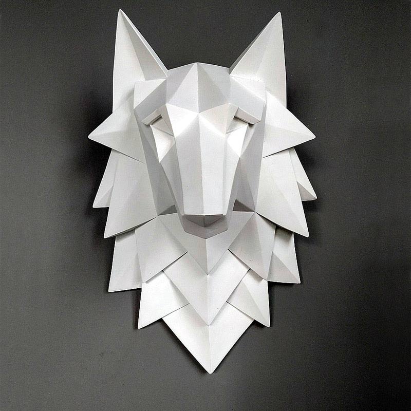 Design Wall Sculpture <br/> Origami Wolf Head