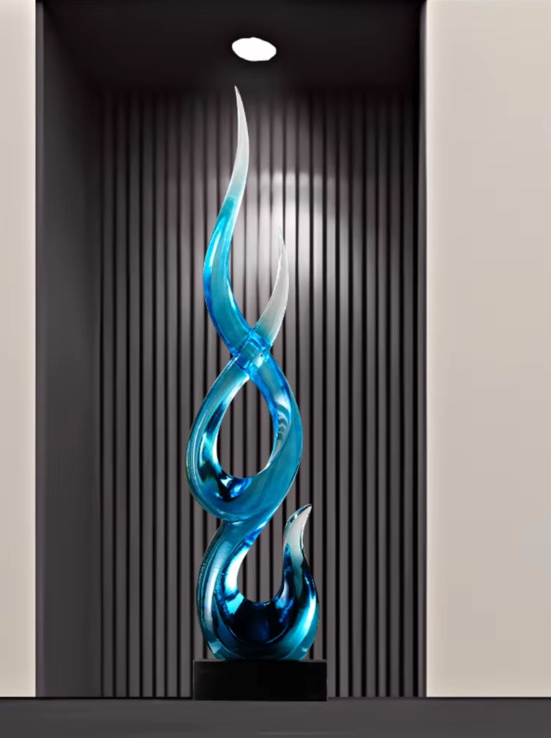 Transparent Blue Abstract Resin Sculpture 67 cm
