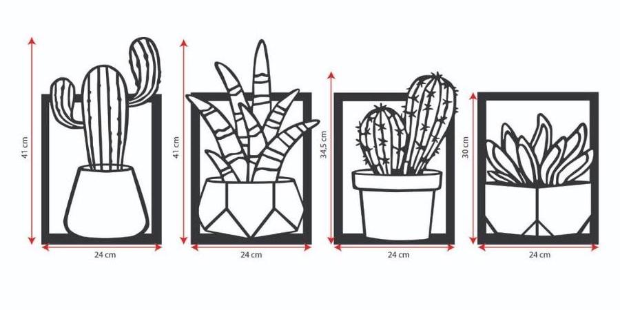 Wooden Flora Wall Decor (4pcs)