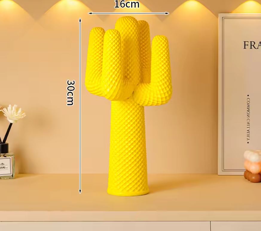 Yellow Design Cactus Statue in Resin 30 cm