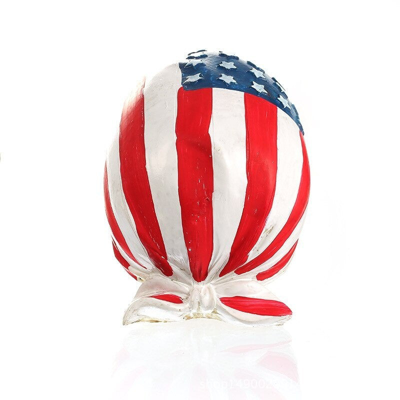 Biker Skull Statue, American Flag, 14 cm