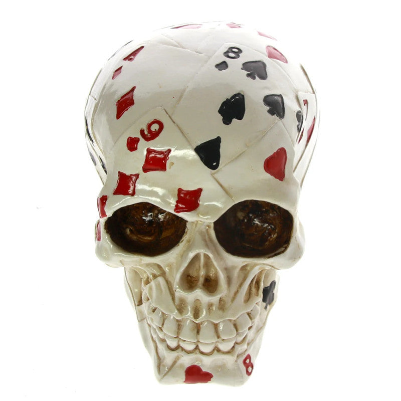 Poker-Themed Skull Statue 12 cm