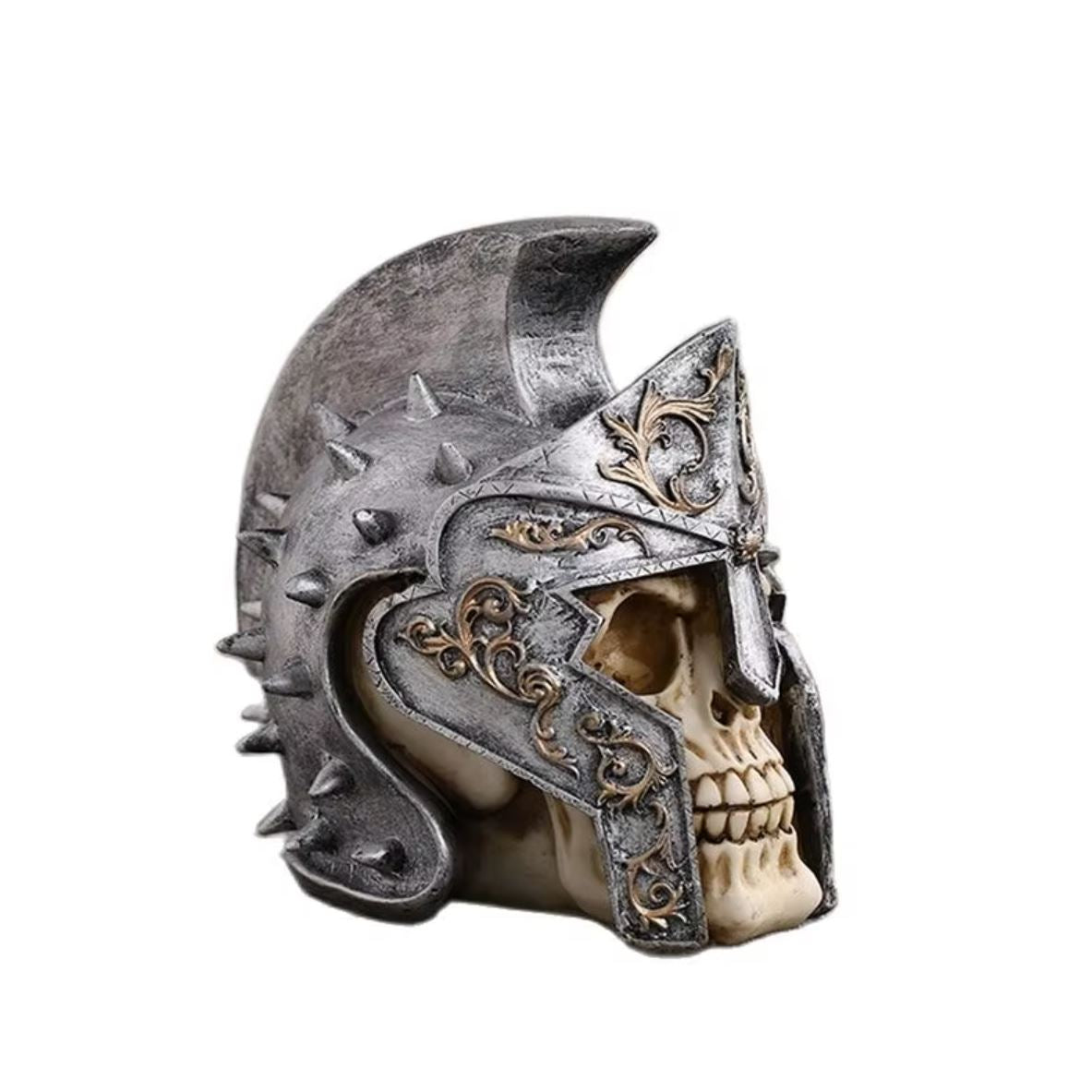 Skull with Roman Soldier Helmet Statue 18 cm