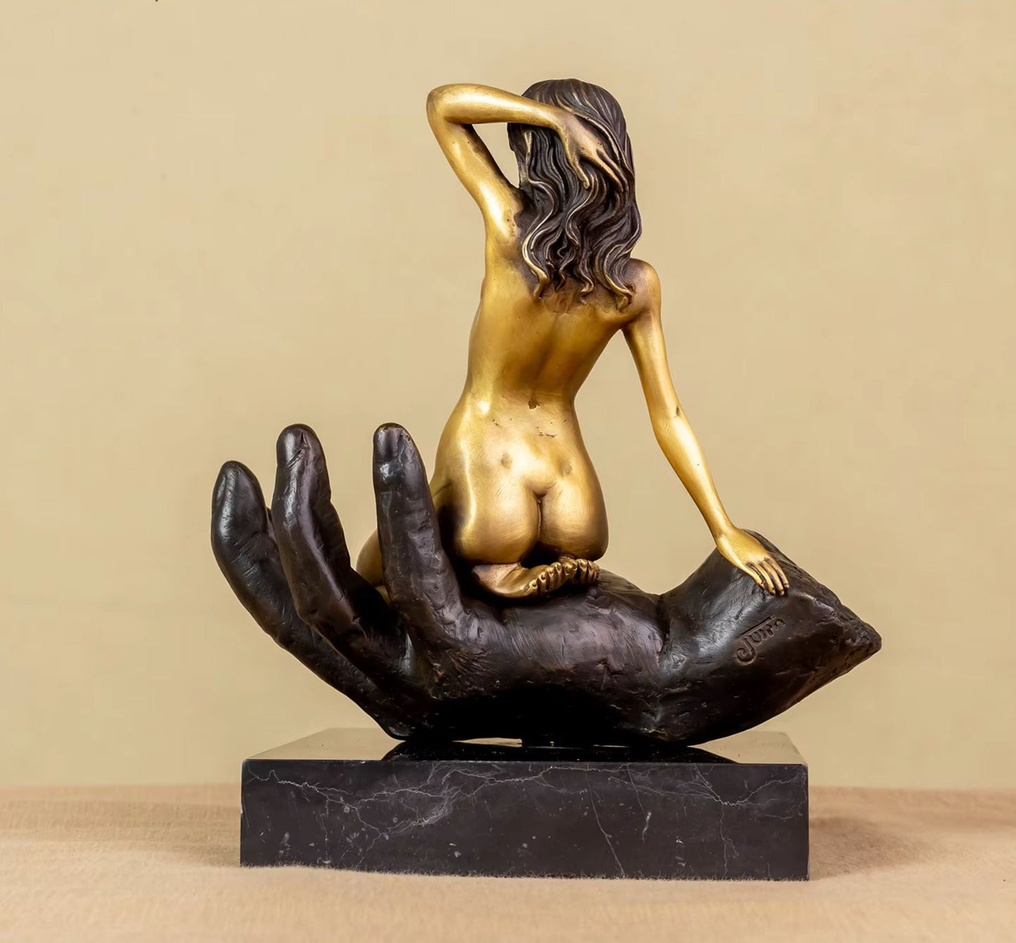 Nude Woman Statue in Bronze on Marble Base 22 cm