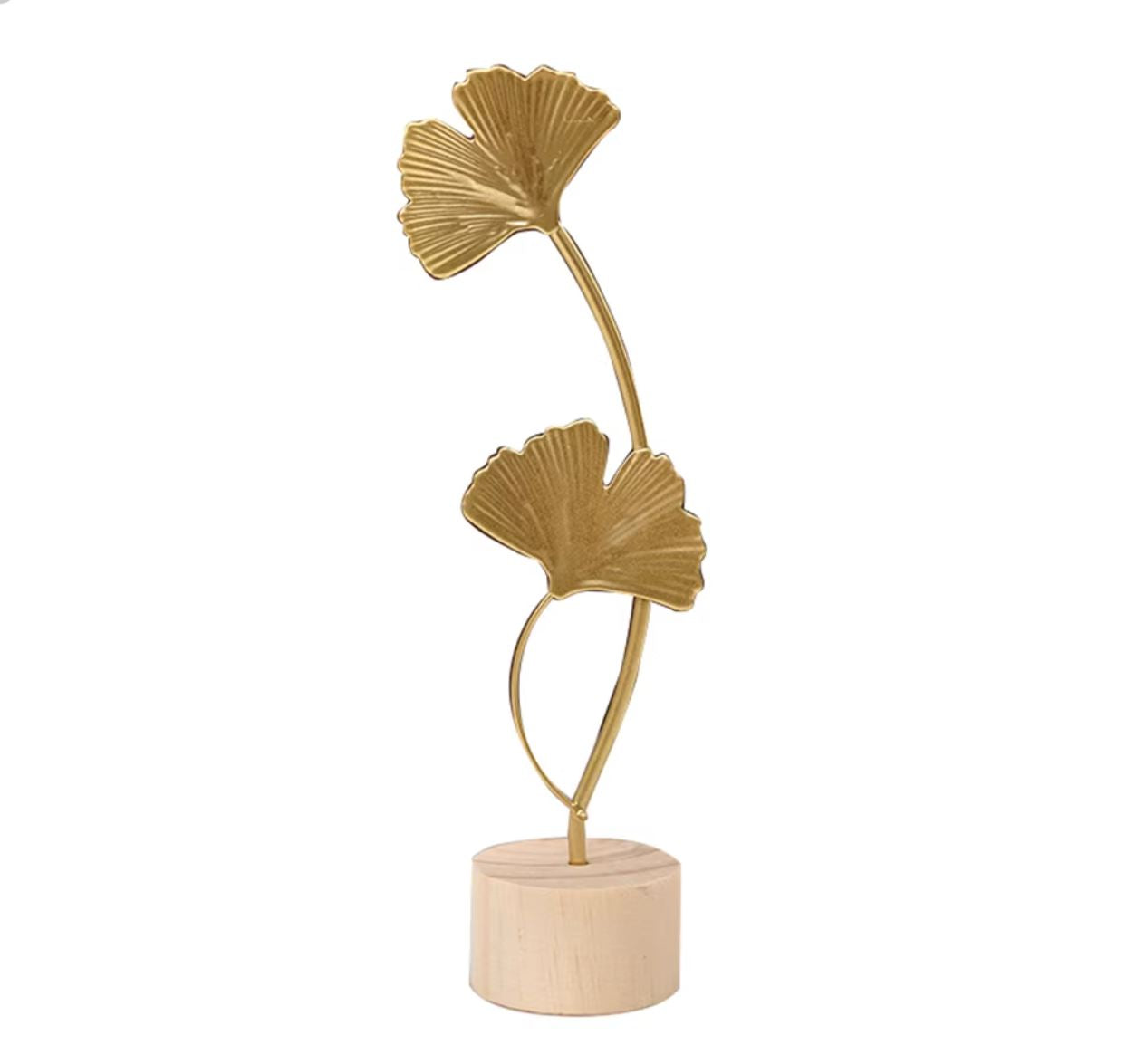 Scandinavian Leaves Statue in Gold Metal 20 cm