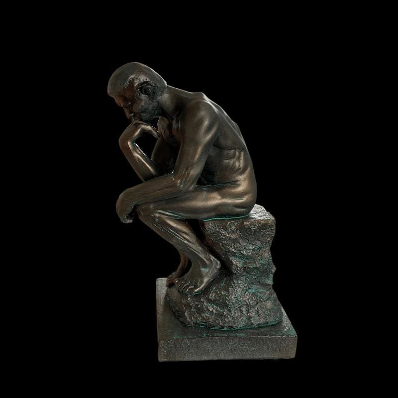 Man Statue <br/> The Thinker by Rodin, Bronze-Effect Reproduction, 20 cm