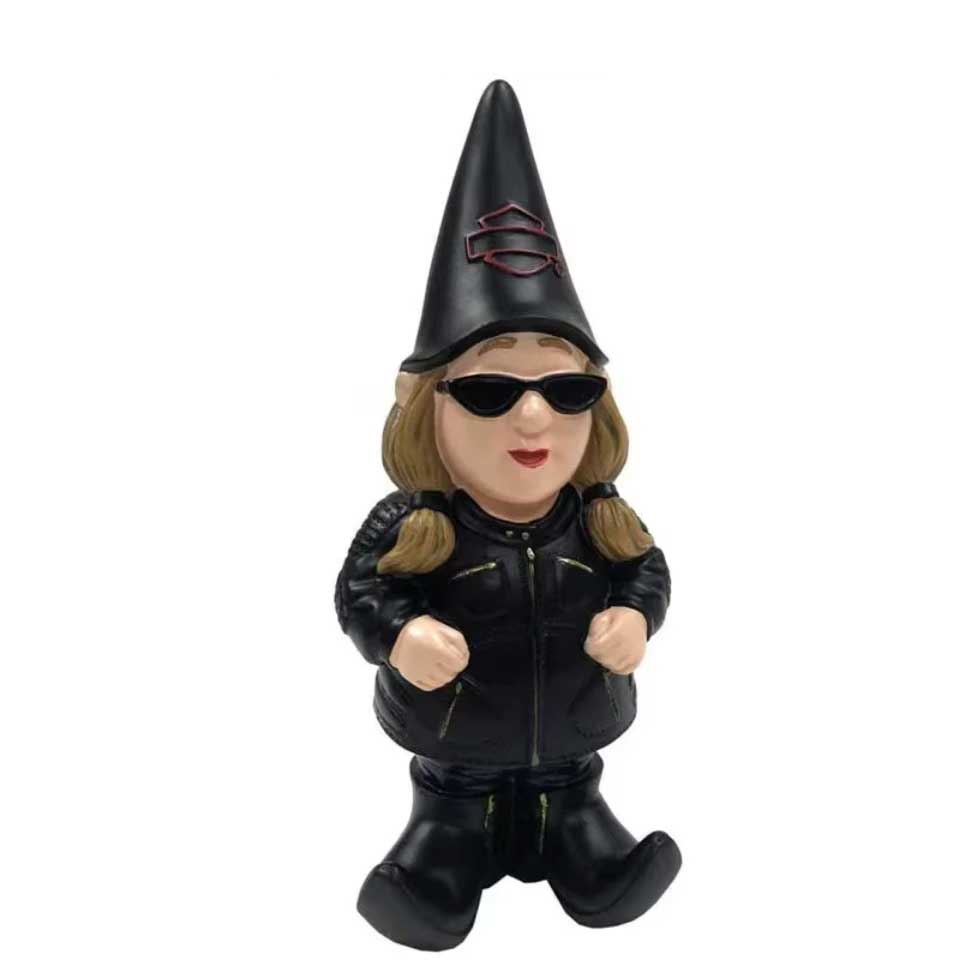 Biker Garden Gnome Statue (Female) 15 cm