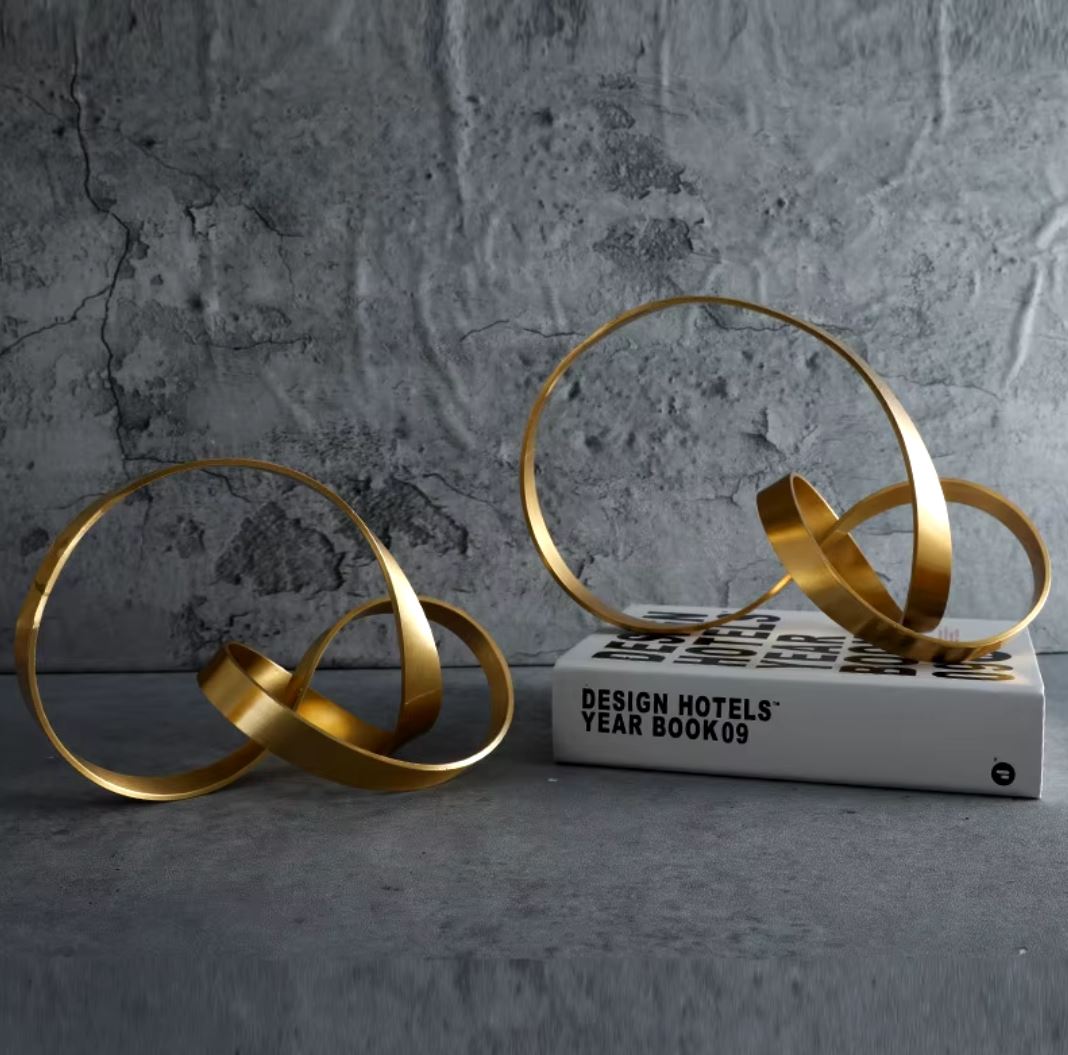 Gold Ribbon Metal Sculpture 18 cm