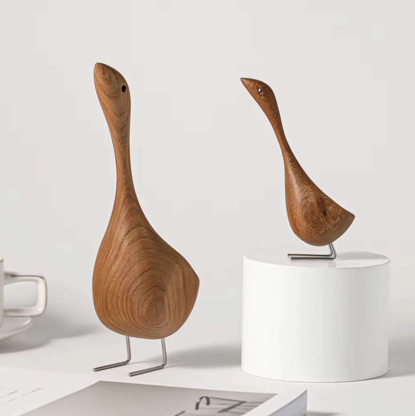 Goose Statue in Wood, Nordic Style, 13 cm