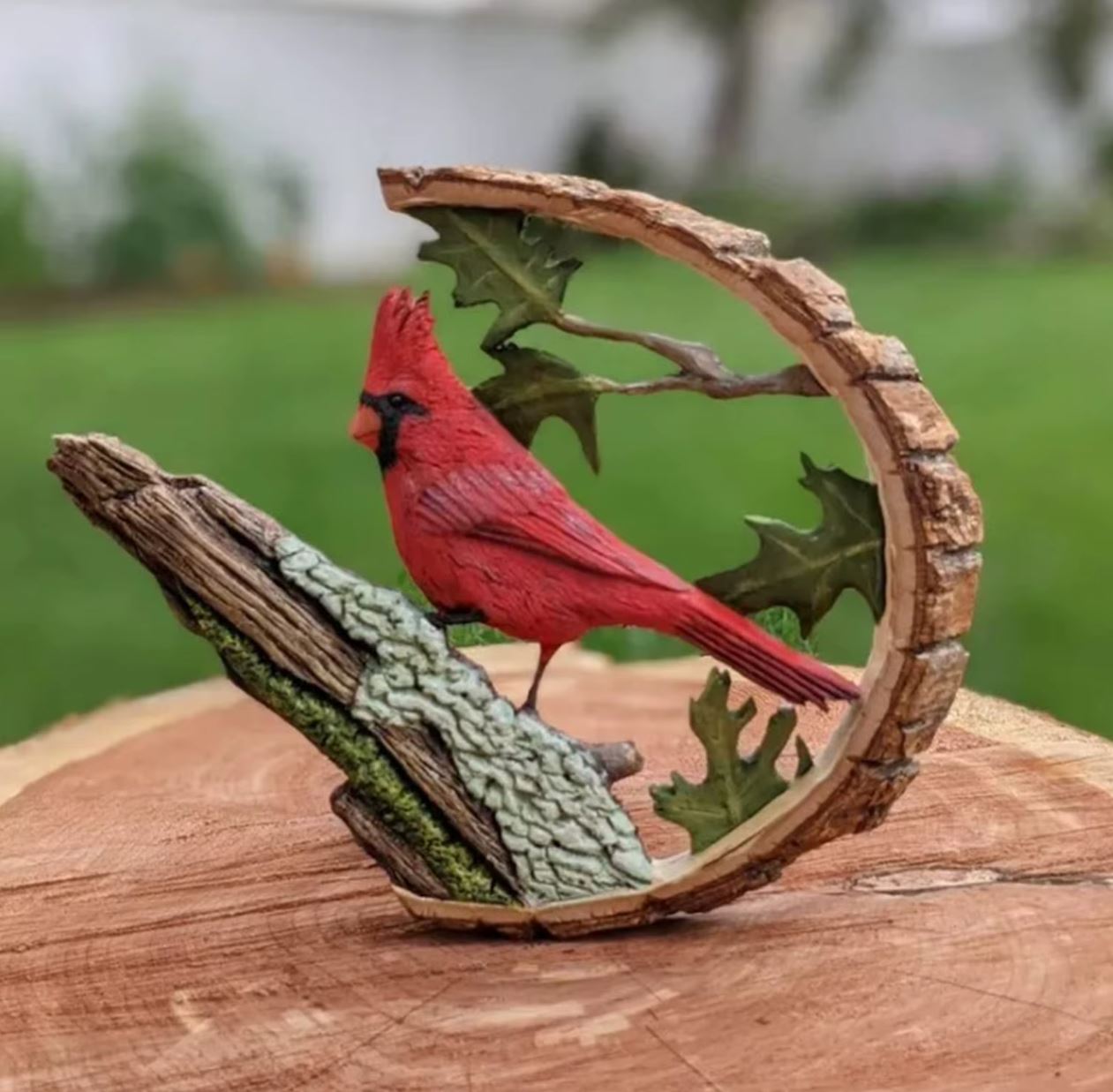 Resin Cardinal Bird Statue 20 cm
