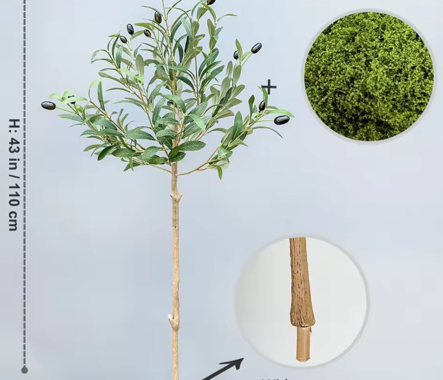 Realistic Artificial Olive Tree (No Pot) 110 cm
