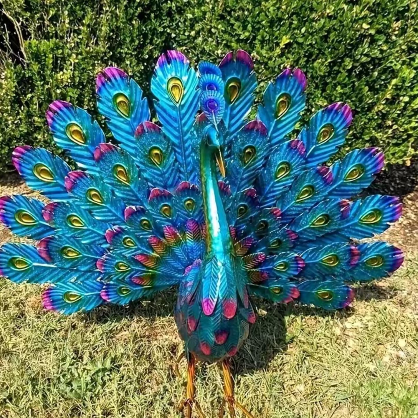 Metal Peacock Statue - 32 cm