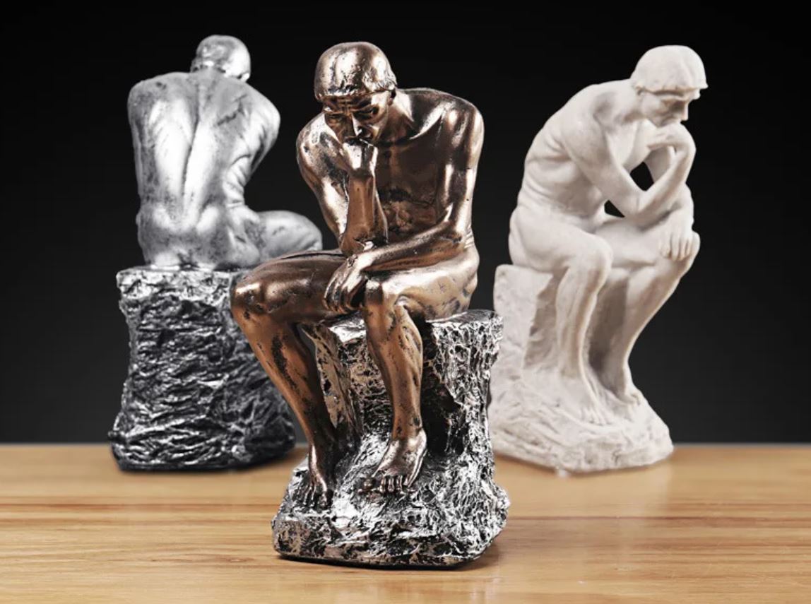 The Thinker by Rodin Statue, Bronze Effect, 24 cm