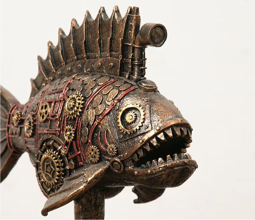 Steampunk Fish Statue 23 cm