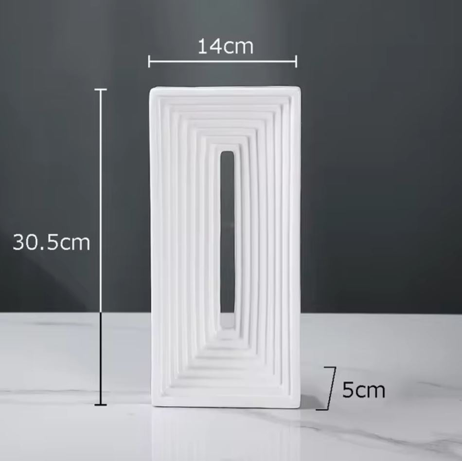 White Rectangle Ceramic Sculpture 30 cm