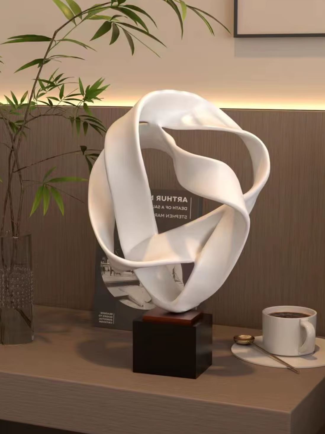 Minimalist White Geometric Abstract Sculpture 41 cm