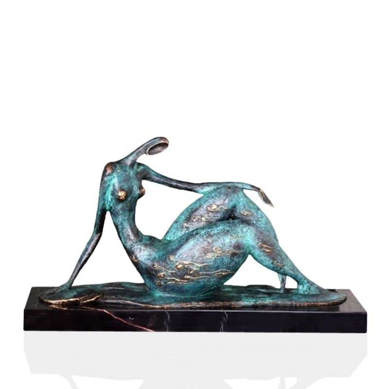 Bronze Sculpture <br/> Curvy Seated Bronze Woman Statue 25 cm