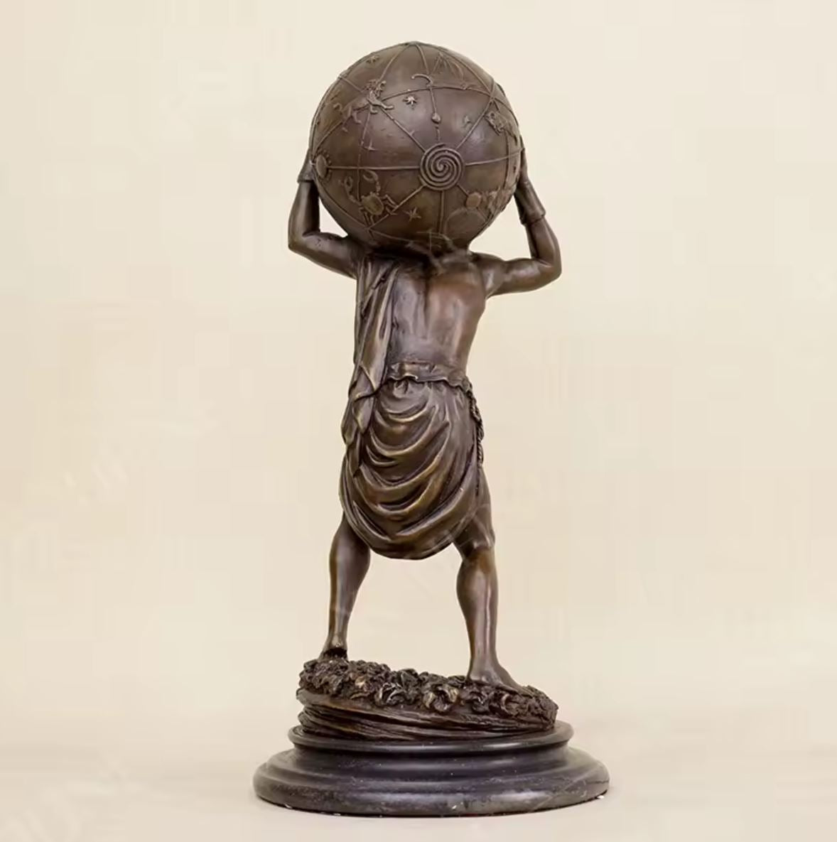 Atlas Bearing the World Bronze Statue 32 cm
