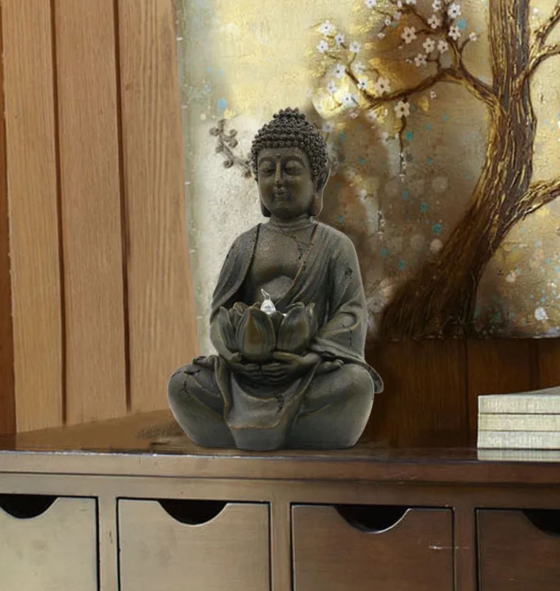 Indoor/Outdoor Buddha Statue with LED 21 cm