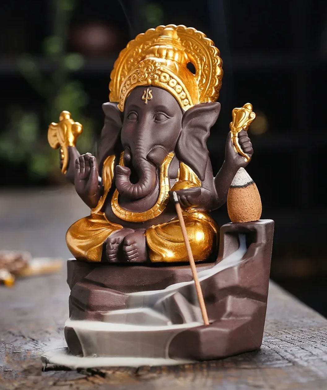 Ganesh Elephant Statue with Incense Burner 15 cm