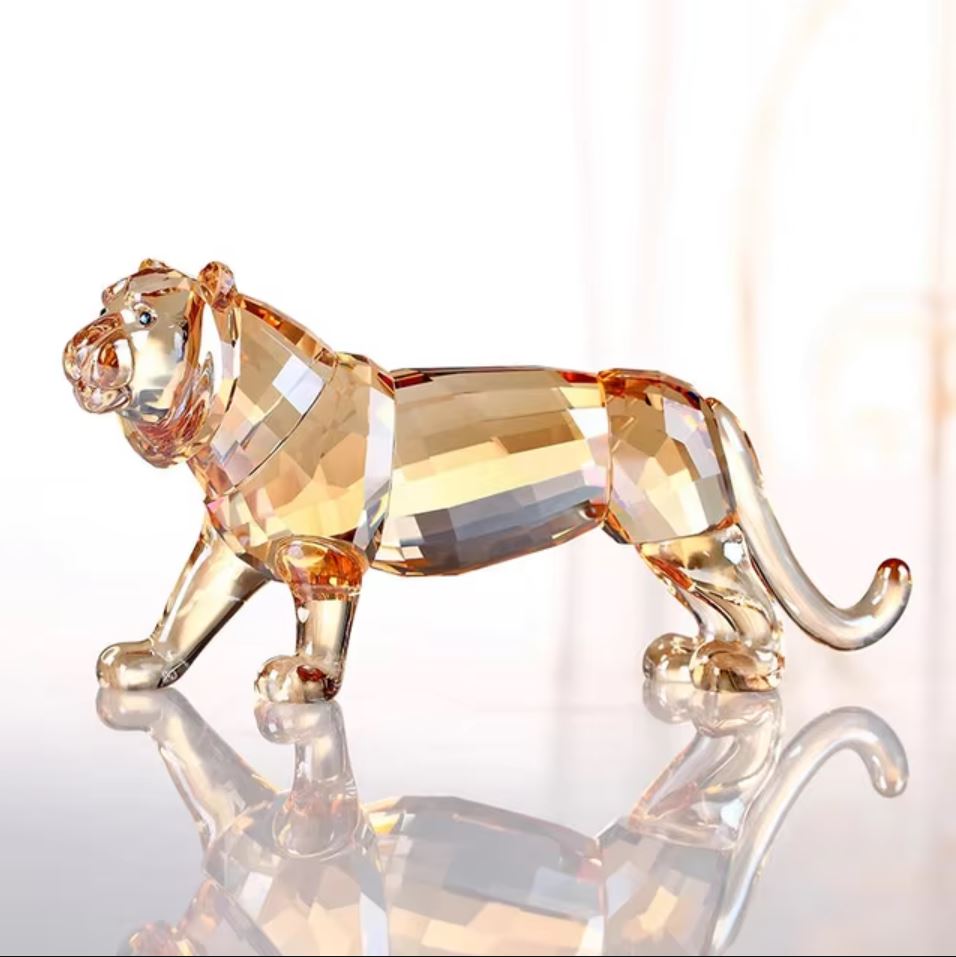 Tiger Statuette, Champagne Crystal, 6 cm