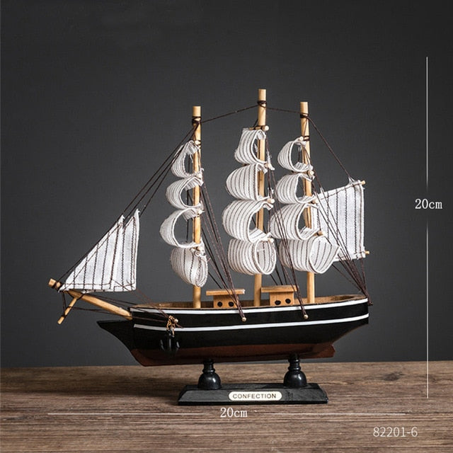 Retro Wooden Handmade Sailboat Miniature