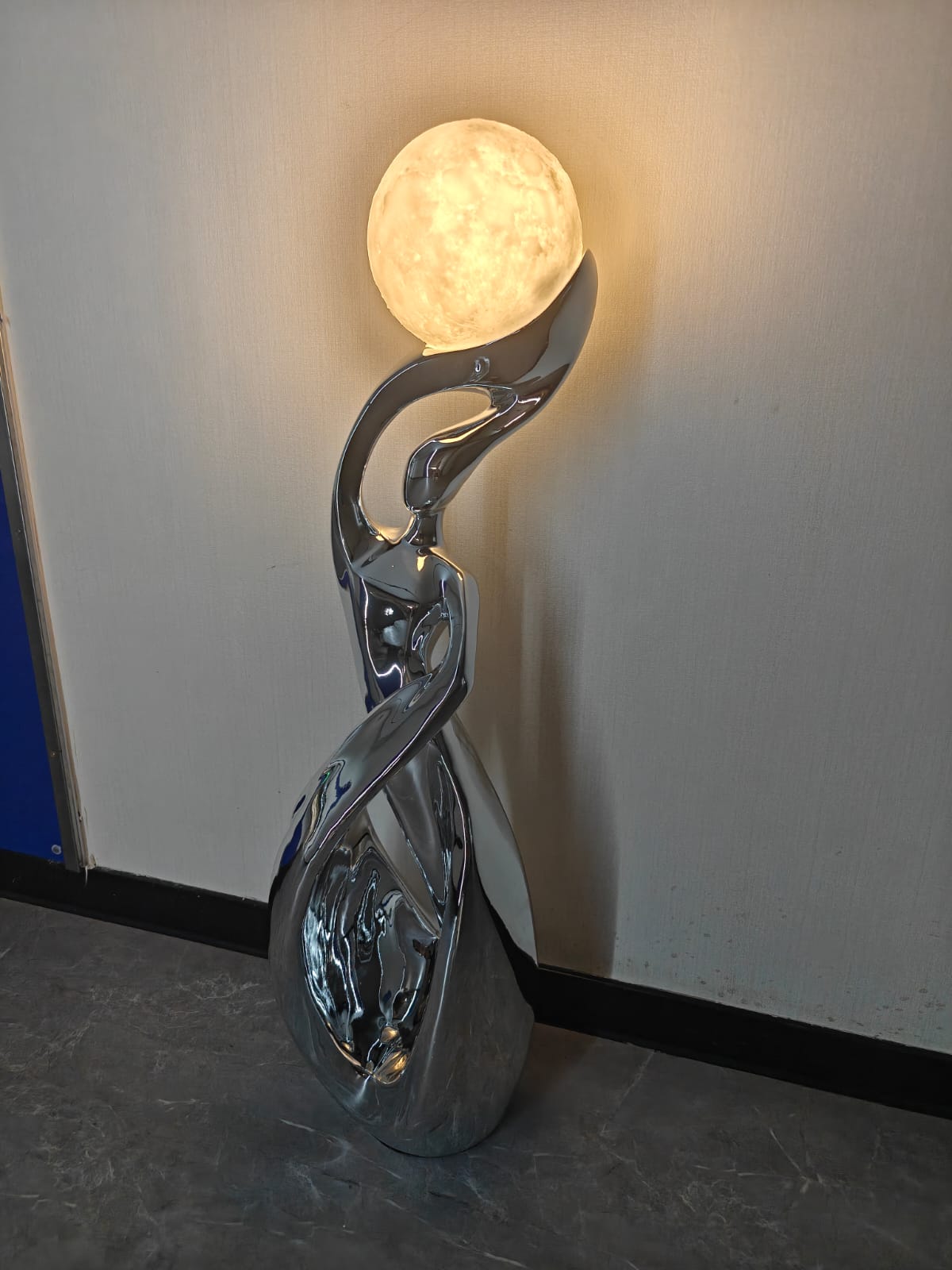 Abstract Nordic Statue, Chrome, 82 cm