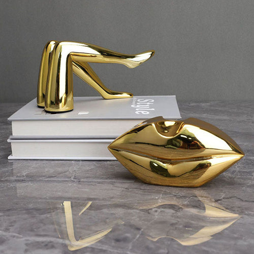 Golden Lip & Legs Art Statue