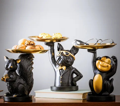 Bulldog Sculpture Table Tray and Piggy Bank