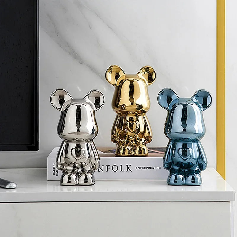 Metallic Bear Penny Bank