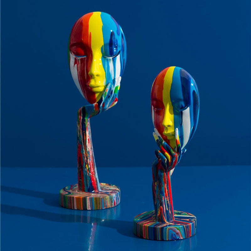 Contemporary Sculpture <br/> Face Mask Statue