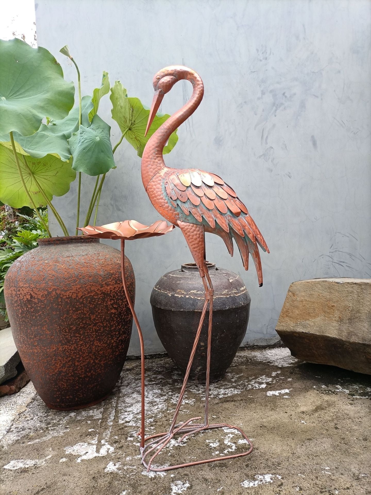 Metal Crane Bird Statue 106 cm