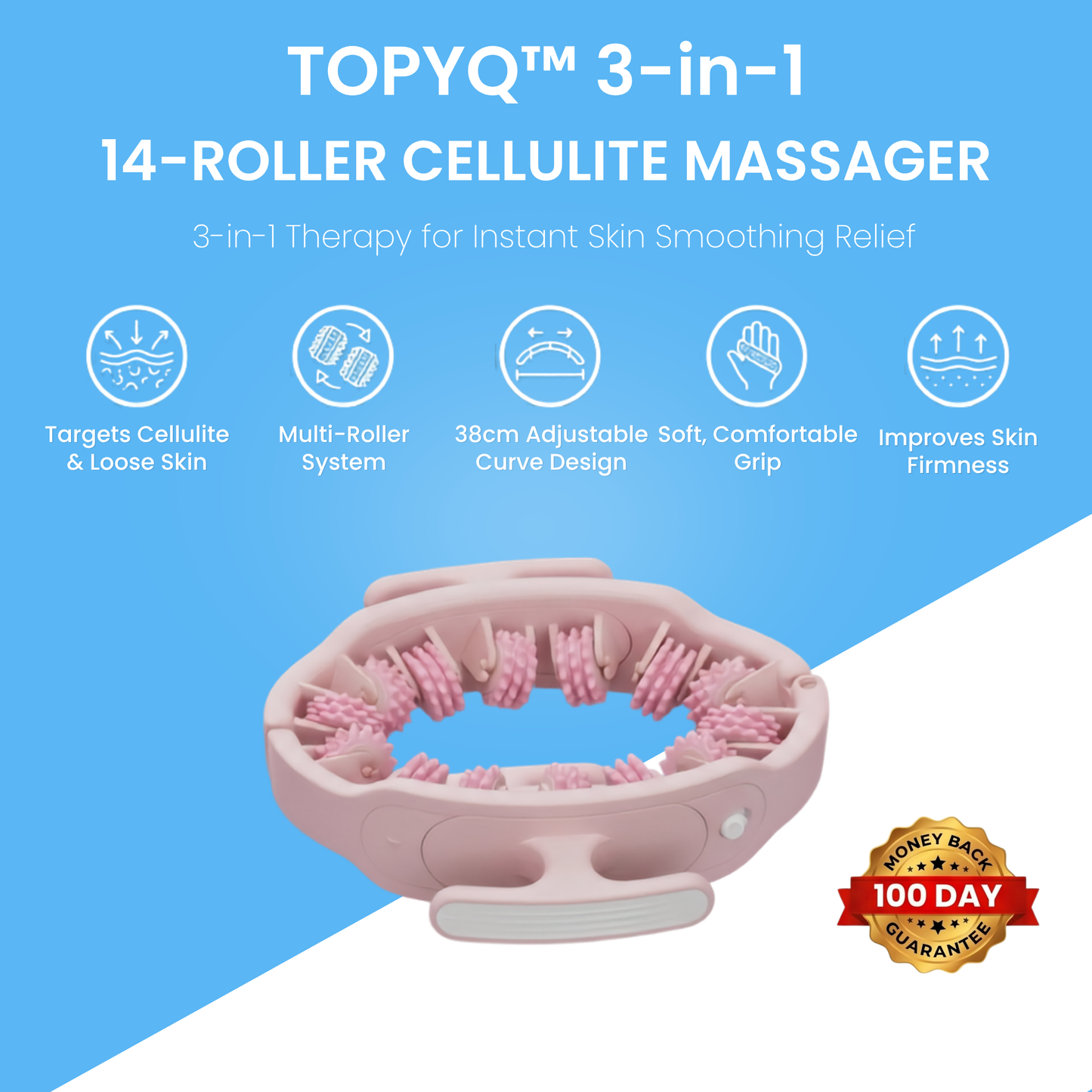 TopyQ™  Cellulite Roller–Patented Ergonomic Anti-Cellulite Massager