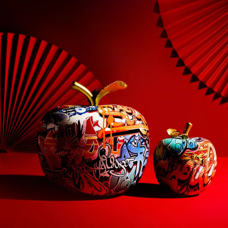 Graffiti Painted Apple Sculpture
