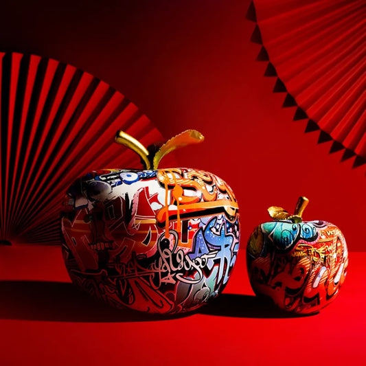 Graffiti Painted Apple Sculpture