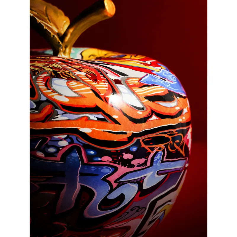 Graffiti Painted Apple Sculpture