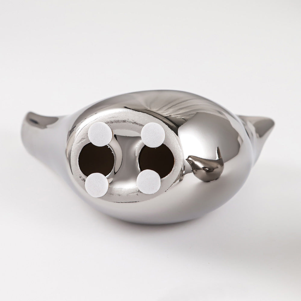 Silver Ceramic Bird Figurines
