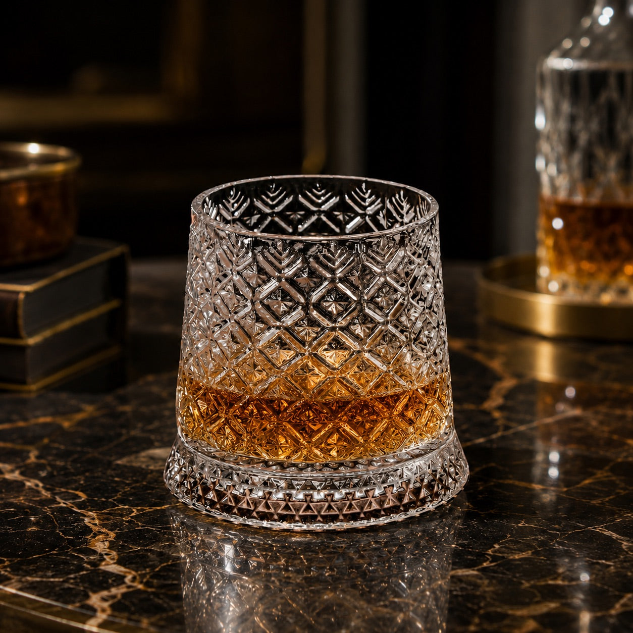 Tokyo Crystal Spinning Whiskey Glass & Base