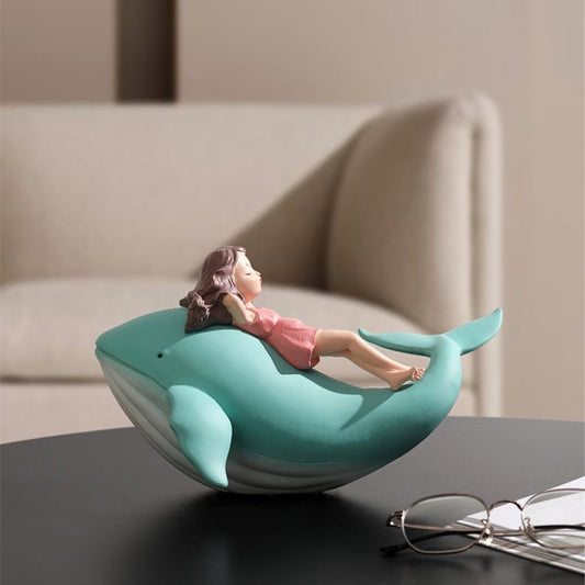 Girl on Whale Figurine