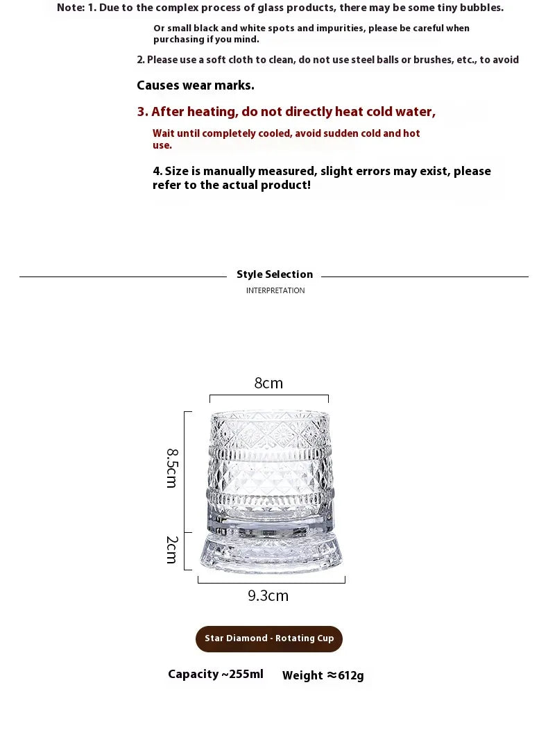Tokyo Crystal Spinning Whiskey Glass & Base