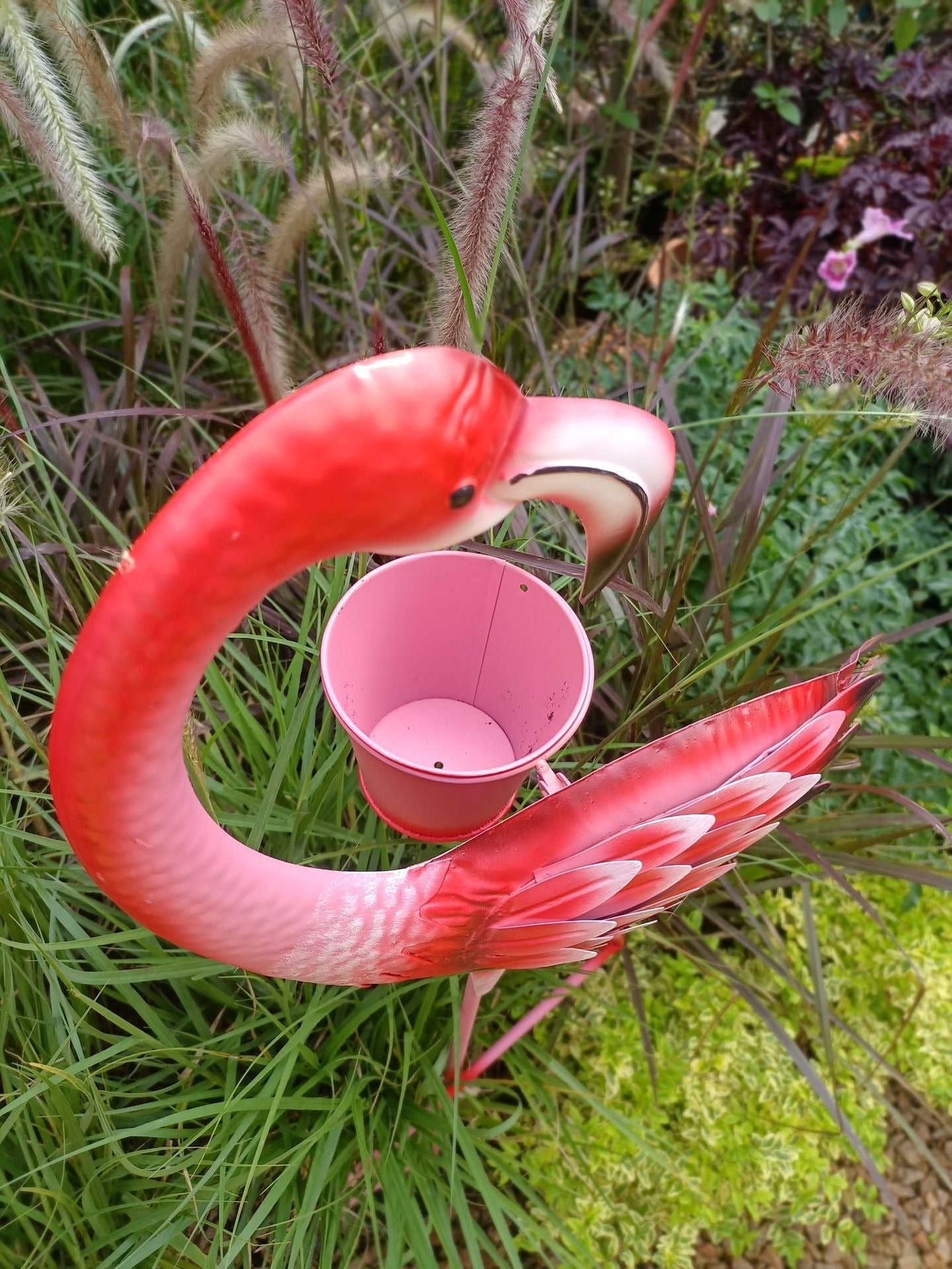 Metal Pink Flamingo Statue 103 cm