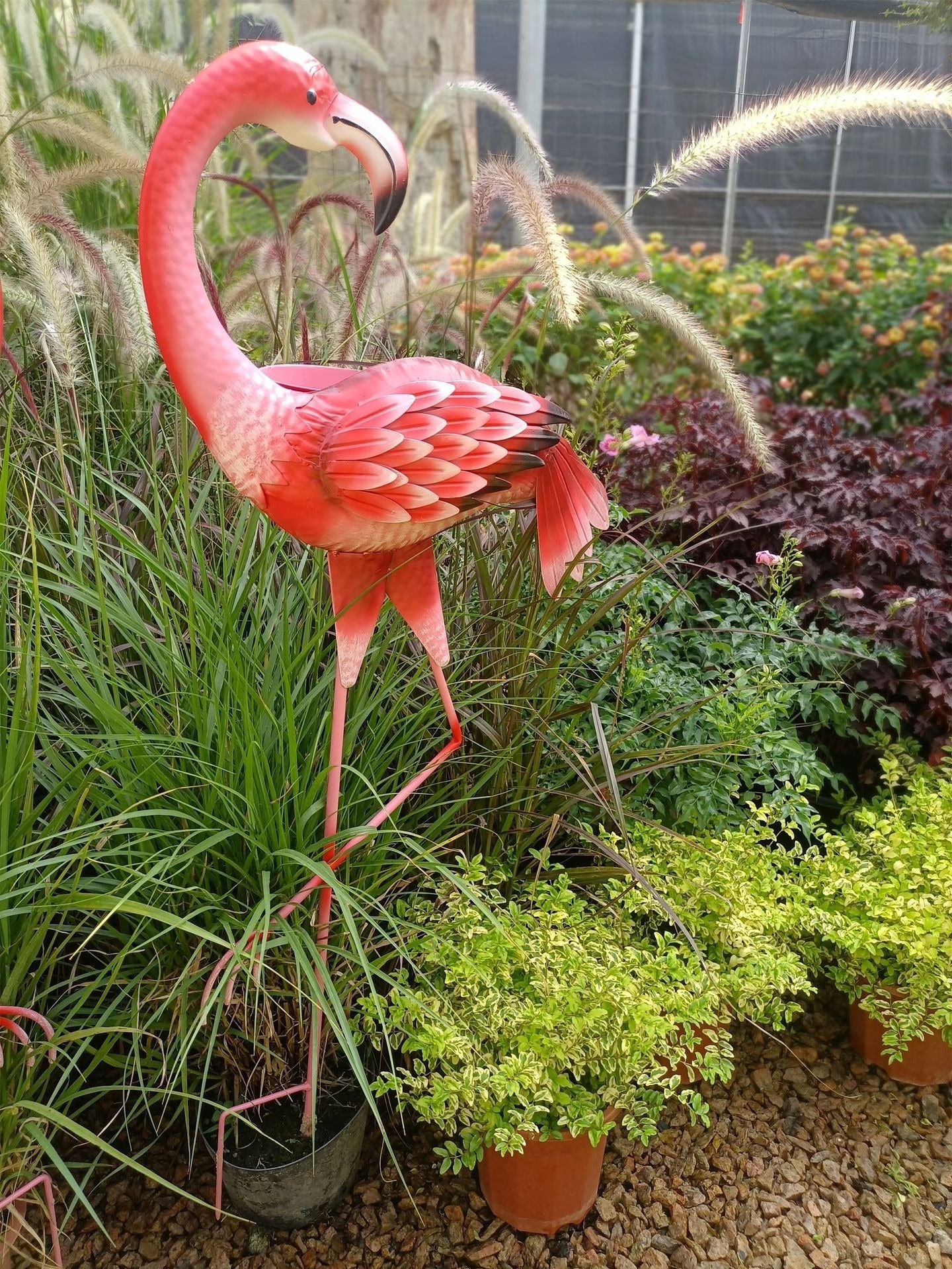 Metal Pink Flamingo Statue 103 cm
