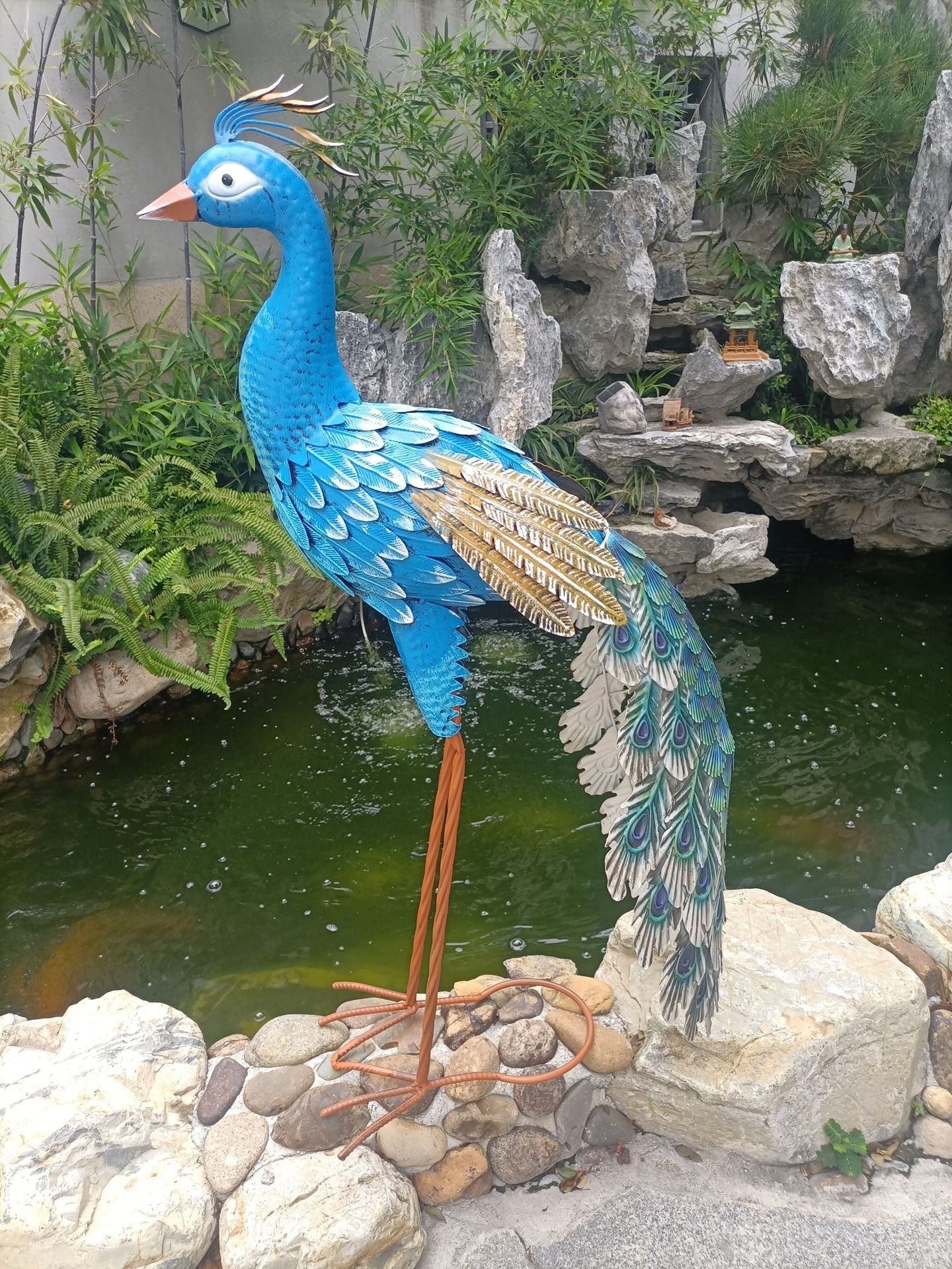 Metal Peacock Statue 101 cm