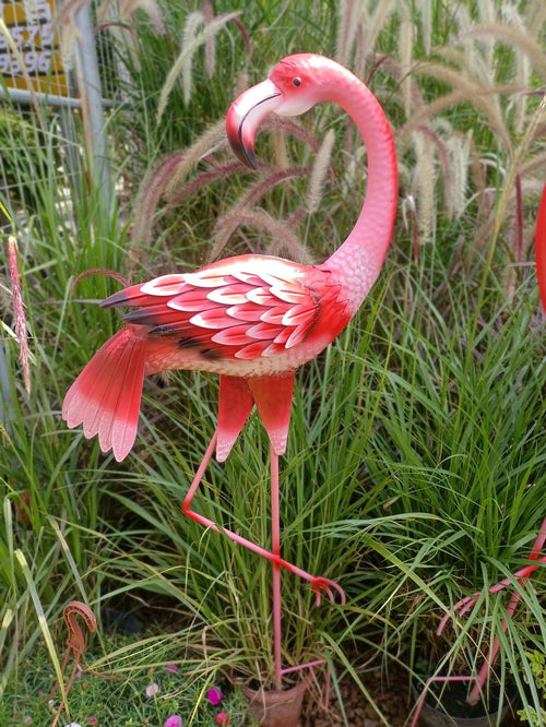 Metal Pink Flamingo Statue 103 cm
