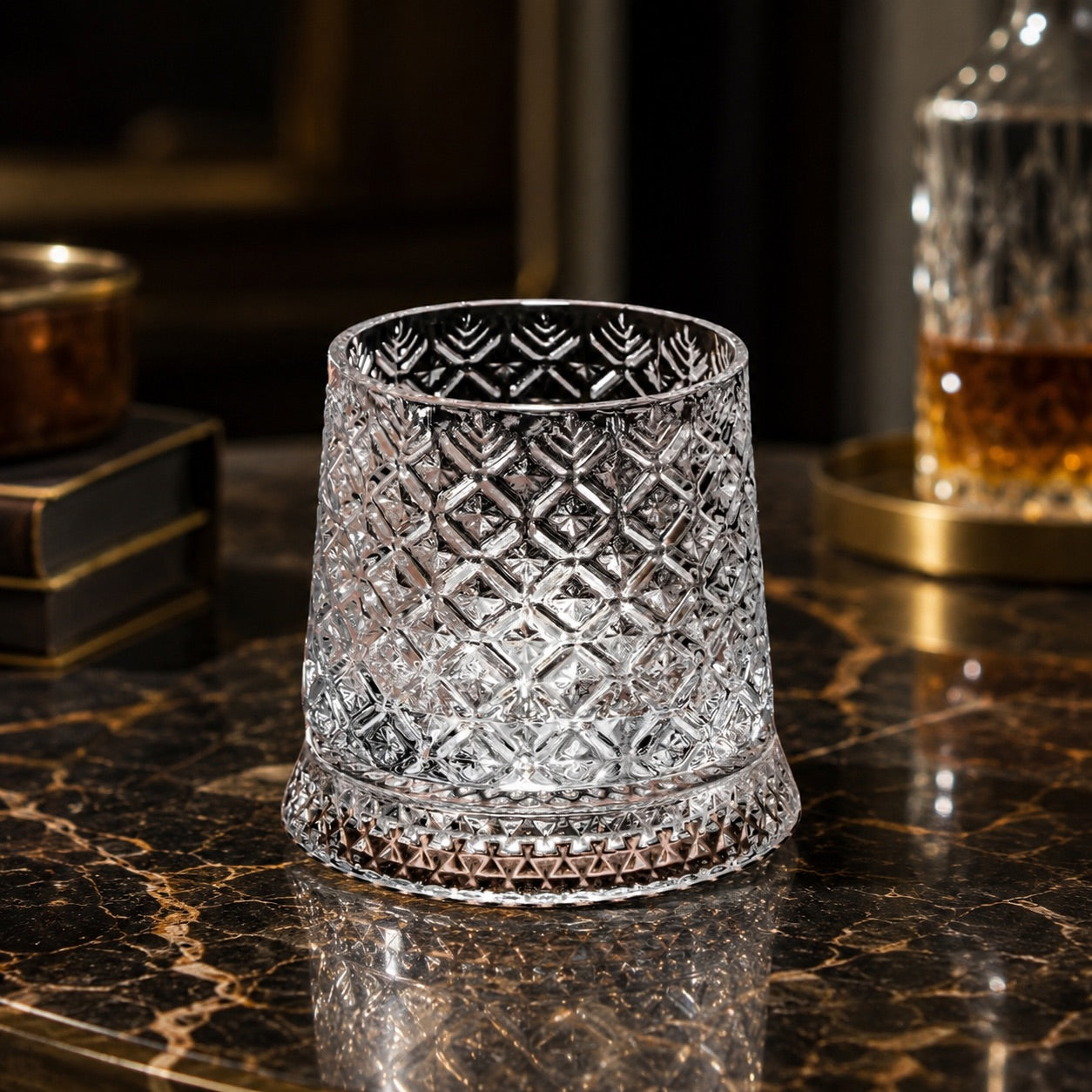 Tokyo Crystal Spinning Whiskey Glass & Base