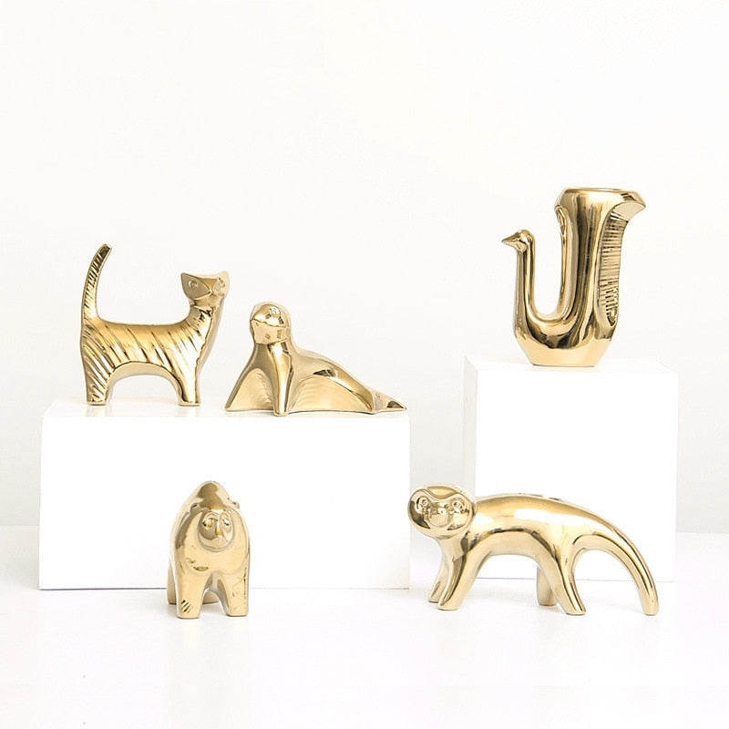 Golden Ceramic abstract Animal Figurines