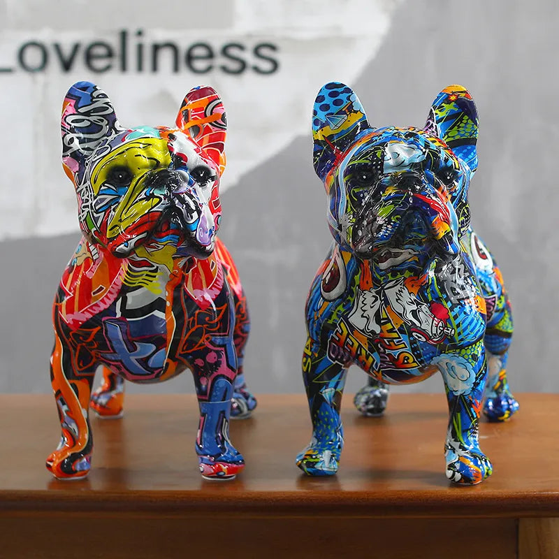 American Bully Graffiti Painted Statue
